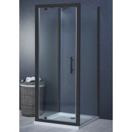 Aqua i 3 Sided Shower Enclosure - 900mm Pivot Door and 800mm Side Panels - Matt Black